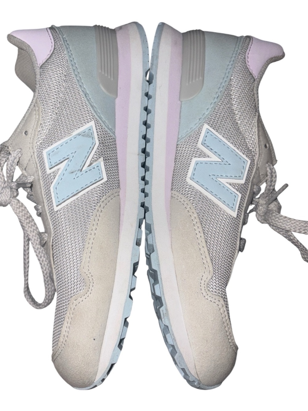 New Balance Kids Beige and Light Gray Lace-Up Sneakers - Picture 4 of 5